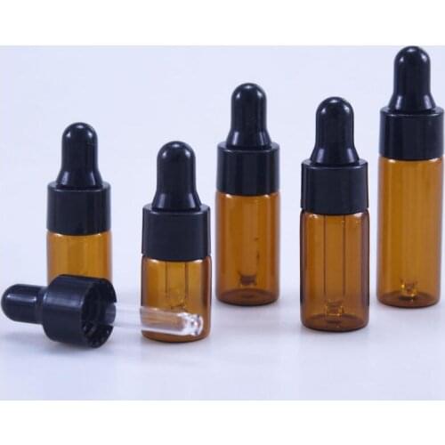 10pcs 1ml 2ml 3ml 5ml Mini Anber Empty Glass Bottle Portable Aromatherapy Perfume Essential Oil Vail With Glass Dropper
