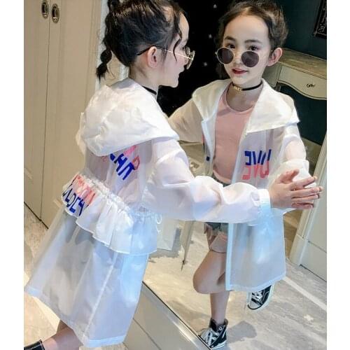 2020 Korean style fashion girls hooded coat full sleeve summer girls coat 4-9t F386