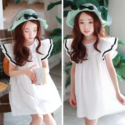 2021 Beach Baby Girl Summer Clothes Toddler Dress For Girls 100% Cotton White teenager Children Holiday Clothing
