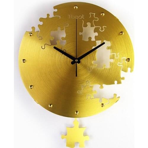 Large Luxury Wall Clock Modern Design Art Silent Gold Wall Clock Simple Living Room Quartz Reloj Mural Home Decoration WF50WC