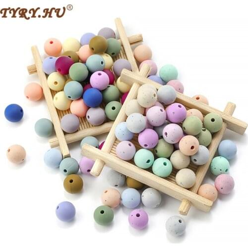 TYRY.HU 50Pcs 15mm Silicone Beads Free-BPA Food Grade Silicone Round Beads Baby Teeth Nursing DIY Pacifier Chain Accessories