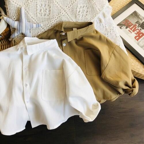 2020 Spring Korean Childrens Irregular Peter Collar Shirt Pure Cotton Shirt