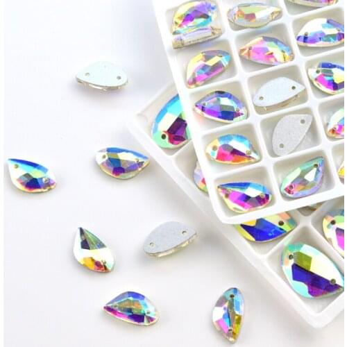 Two sizes Knife shape crystal AB sewing on rhinestone Stones for DIY Dress Clothes Crafts Arts Wedding Decoration Accessories
