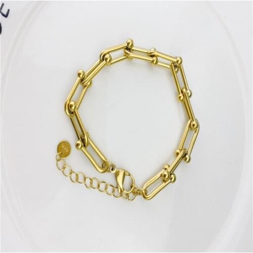 European and American fashion new U-shaped horseshoe stitching bracelet female INS retro trend street hip hop strain wholesale