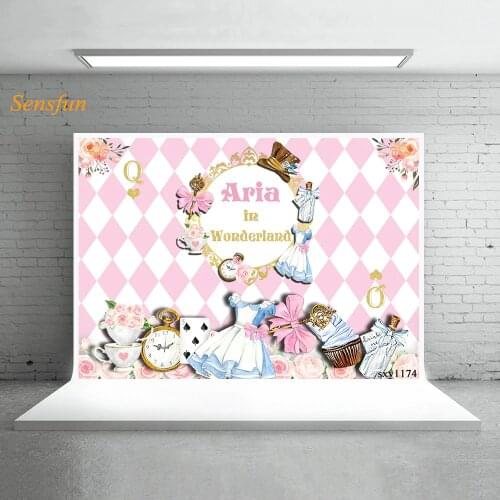 LEVOO Photography Background Alice In Wonderland Birthday Party Photographic Backdrop Photophone Photo Shoot Props Photocall