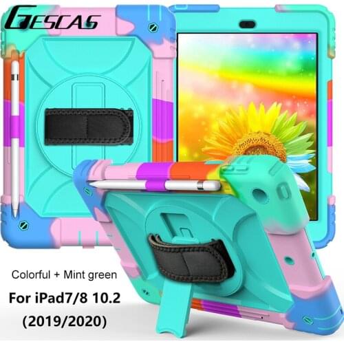GESCAS New Pad Case For Pad 7/8 (2019/2020) 10.2 Inches Colorful Adjustable Hand Strap Silicone Built-in Kickstand Pad Case