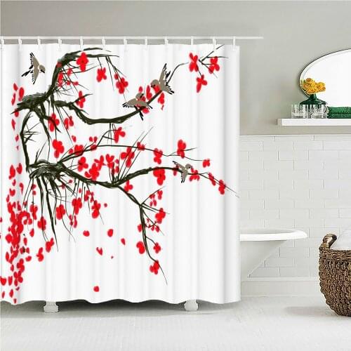 Chinese style ink painting plum blossom artistic conception simple shower curtain bathroom layout home decoration
