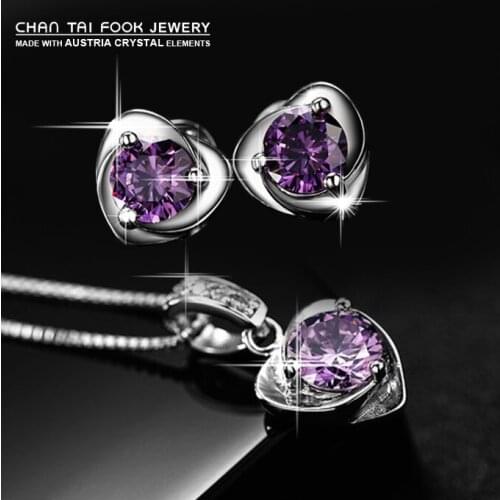 IREACESS New Arrival Wedding Jewelry Sets with Genuine SWA Element Austrian Crystal heart Necklace Earrings accessories Set