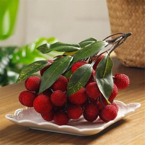 Faux red bayberry myrica rubra waxberry bunches Fruit model hotel restaurant store home decor Artificial Simulation fake fruit