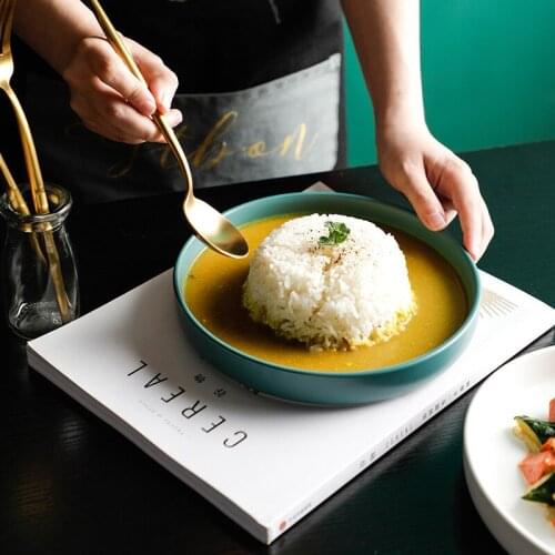 Creative Nordic 8-inch Glazed Ceramic Round Western-style Food Plate Home Dinner Plate Salad Plate Deep Soup Plate