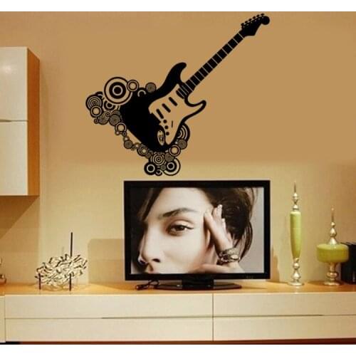 Aw9477 creative wall stickers guitar personality background decoration stickers carved living room-bedroom sticker