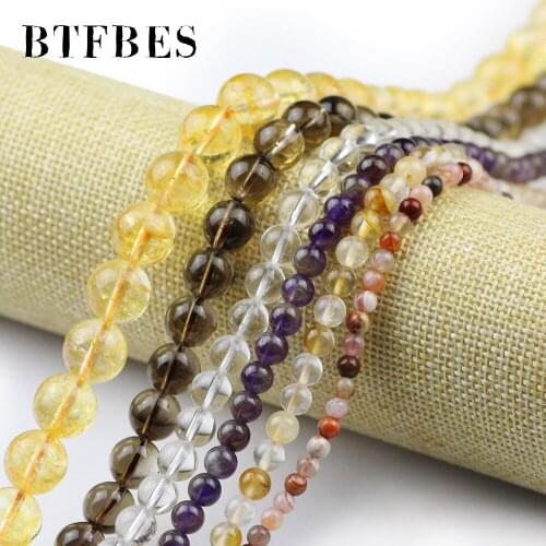 BTFBES Red Natural Orange Crystal Beads Multicolor Optional Ball 4 6 8 10 12mm Round Loose Beads for Jewelry Bracelet Making DIY
