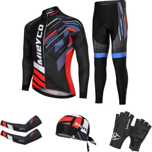 Mens Long Sleeve Cycling Jersey With Bib Tights Polyester Lycra Clothing Suit Quick Dry Sports Graphic MTB Road Bike Cycling