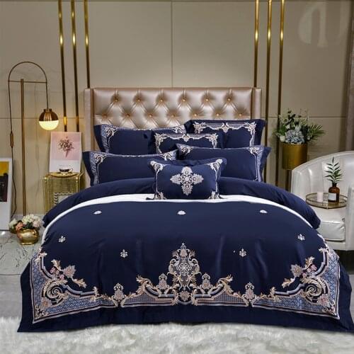 New Luxury 1200TC egyptian cotton Bedding Set embroidery Duvet Cover Flat Sheet Bed Linen Pillowcase For Adult Bed Set 4PCS
