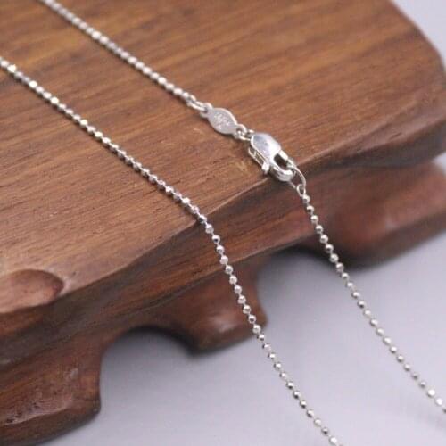 Real Platinum 950 Necklace Width 1mm Small Round Beads Link Chain 17.71"L Boutique For Woman Man