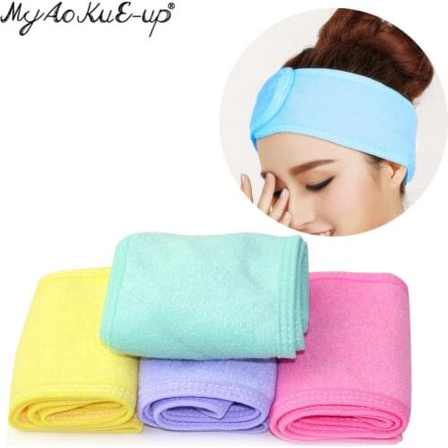 Facial Headband Make Up Wrap Head Terry Cloth Headband Stretch Towel with Magic Tape Makeup Headscarf Extension Eyelashes Tools