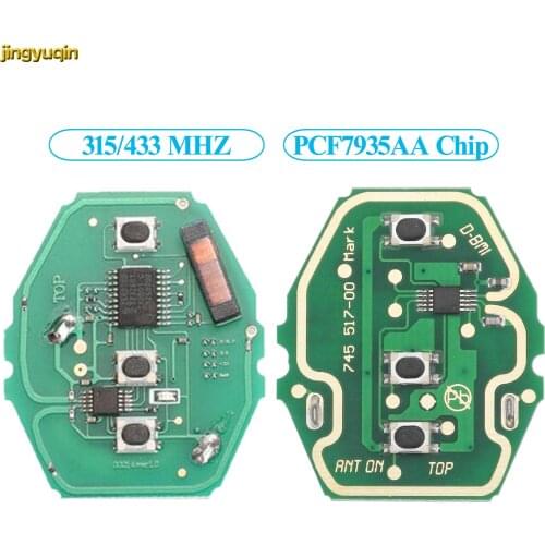 Jingyuqin Remote Car Key Circuit Board ASK 315/433MHz ID46 PCF7953 For BMW E38 E39 E46 EWS System 3 Buttons