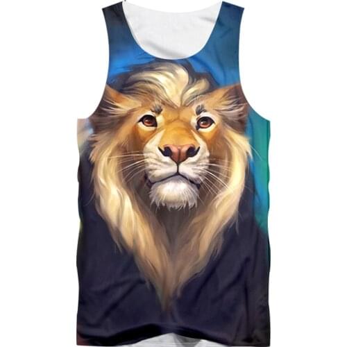 IFPD EU Size Vest Homme Hot Gyms 3D Sleeveless Shirt Animal Print Lion Summer Casual Plus Size Attire Male Summer Tank Tops