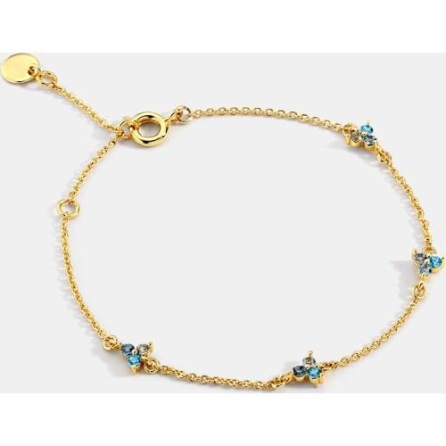 Blue Crystal Zircon Ice Flower Bracelets for Women Copper Bracelet Christmas Gift for Woman Wholesale Dropshipping 10pc/lot