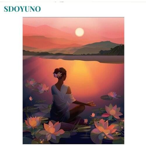 SDOYUNO Painting By Numbers For Adults Figure 60x75cm Scenery DIY Paint By Numbers On Canvas Women Frameless Hand Painting