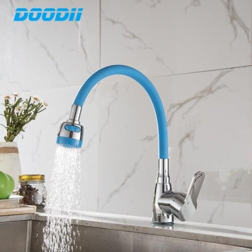 Any direction Kitchen Faucet Cold and Hot Water Mixer Single Handle Taps Torneira Cozinha Black White Pink Silica Gel Nose