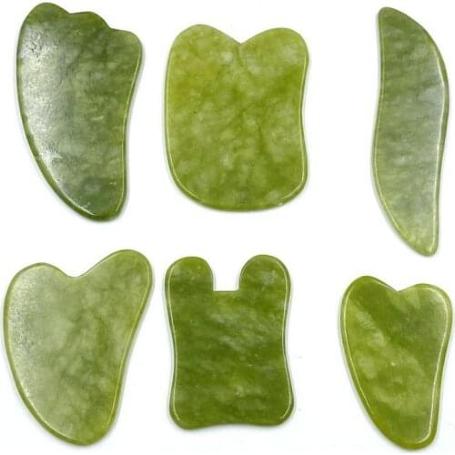 Green Natural Jade Guasha Scrapping Plate Gua Sha Massager Face Meridian Scrapping Plate Piece Massage Tools Arm Massage Tool
