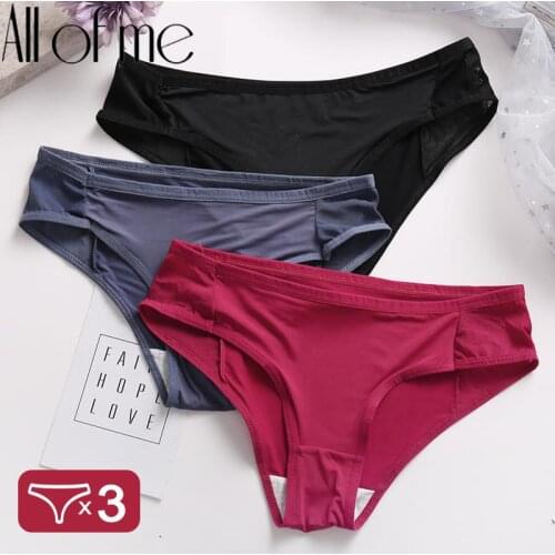 3PCS/Set Lot panties for Women Seamless Smooth Underwear Intimates Lingerie Girls Mid Rise Briefs Solid Color Fashion Underpants