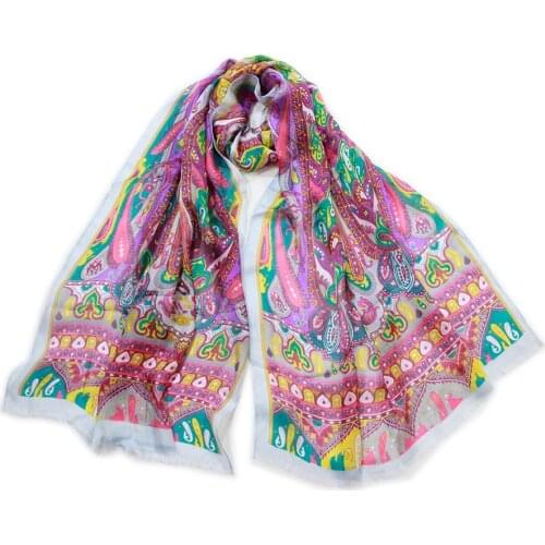 Spring Silk Scarf Thin Soft Shawls Paisley Vintage Sjaal Women Hijab Print Echarpe Bufanda
