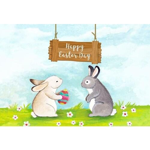 Cartoon bunny backgrounds photography vinyl Easter Day 2020 baby photo backdrops for photographer Studio kits fotografia LV-1361