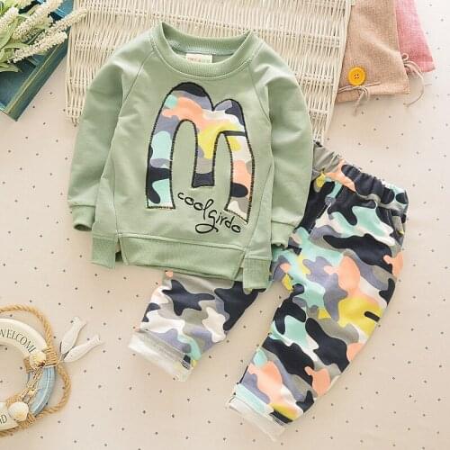 High quality! Autumn cotton long-sleeved camouflage sports baby clothes 2-6 year children colthing set 2 pcs boys girls colthes