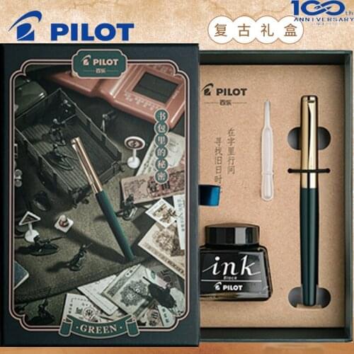 Japanese PILOT Retro Gift Box Ink Refill Pen AMS-17G 22K Gold Nib Large-capacity F Iridium Nib