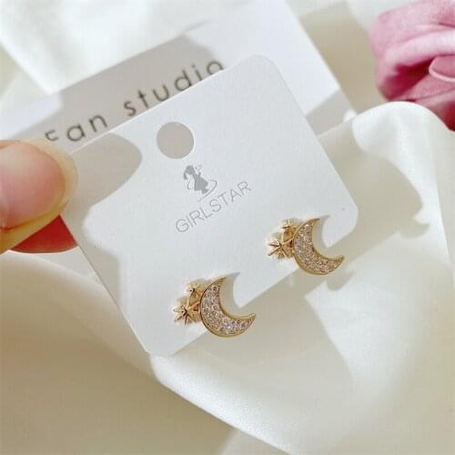 YJGS Korean Temperament Star Moon Ear Studs Fashion Mini Gold Sweet Earrings Female Pendant Daily Jewelry Accessories