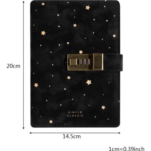 B6 Suede Travel Notebook w/ Combination Lock Password Star Agenda Diary Journal