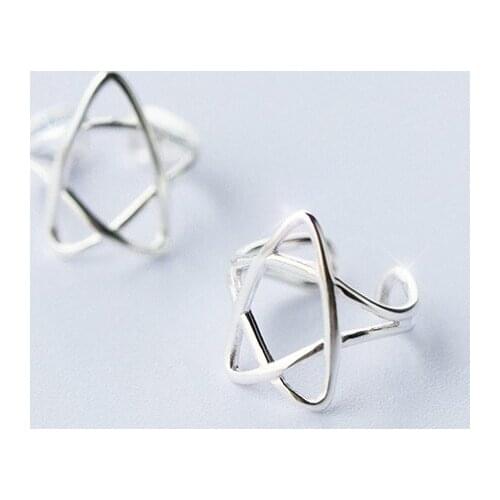 MloveAcc 925 Sterling Silver Hollow Star Clip Earrings for Women Fashion S925 Silver Earrings