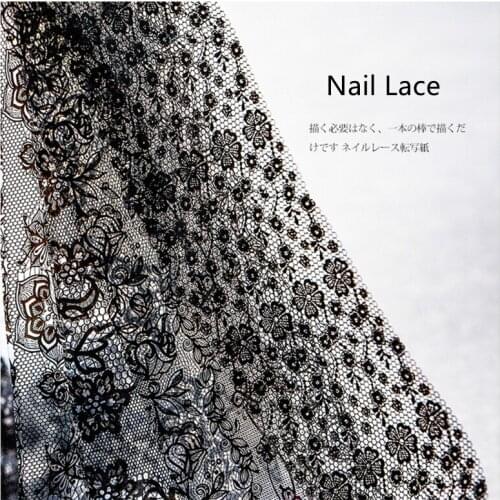 10pcs/set 4x50cm Flower Chic Lace Nail Foils Black White 3D Nail Stickers Stripe Line Transfer Decals Holographics Decoration