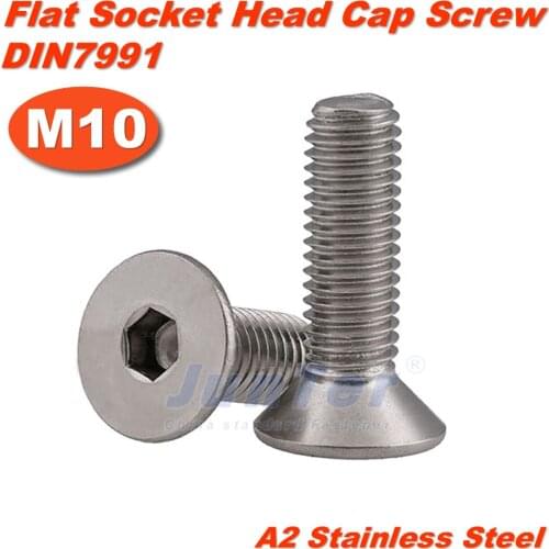 10pcs/lot M10(10mm) A2 Stainless Steel Flat Socket Head Cap Screws DIN7991