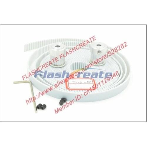 2pcs 20 teeth T2.5 Pulley Bore 5/6/6.35/8mm + 4meters W=10mm T2.5 PU Timing Belt 20T 20 Teeth T2.5 Pulley For 3D Printer CNC