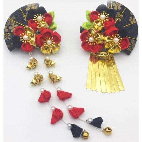 2pcs New Japanese Style Cloth Flower Headdress Handmade Hairpin for Kimono Hair Accessories Cosplay Prop Decor Women Girl Gift