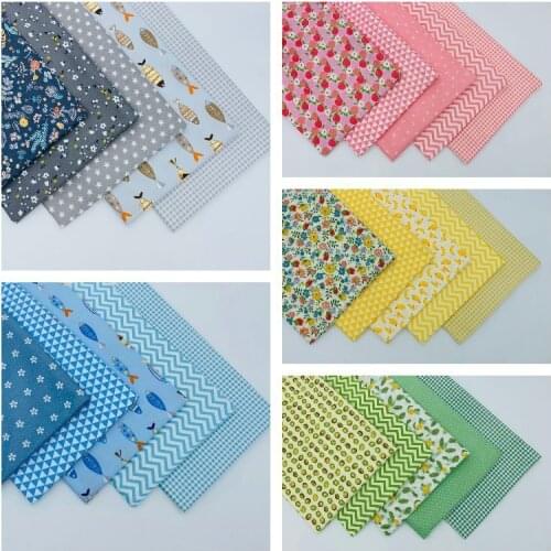 5 Sheet Muti sizes Apparel Fabric Cartoon Print Cloth Material Cotton DIY Handmade Patchwork Sewing Supplies-Fruit Plant Series