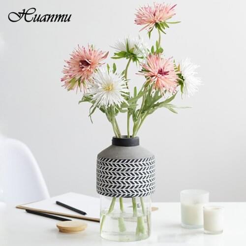 72CM Crab Claw Chrysanthemum Artificial Flower Bouquet Silk Dried Flower for Wedding Home Decor DIY Hand Holding Flower
