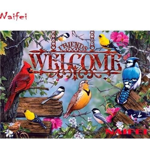 Welcome Colorful Birds DIY 5D Diamond Painting Full Square Round Drill Mosaic Diamond Cross Stitch Diamond Embroidery Home Decor