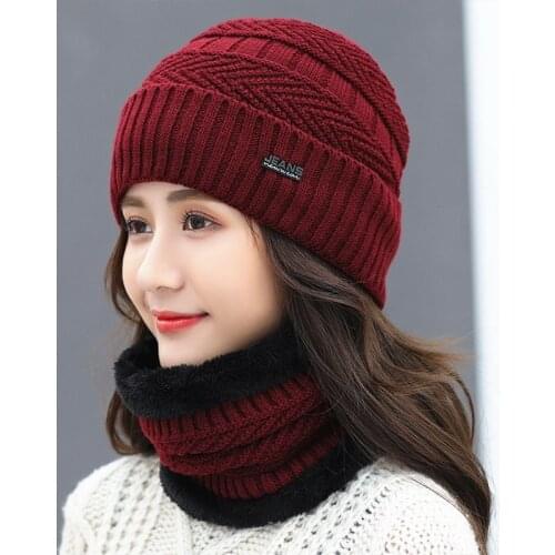 Balaclava Womens Knitted Hat Scarf Caps Neck Warmer Winter Hats For Men Women Skullies Beanies Warm Fleece Cap 6 Colors