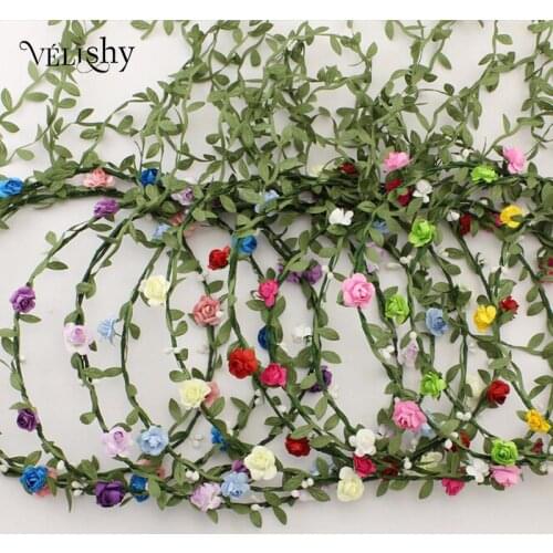 Bohemian Floral Crown Wedding Garland Forehead HeadBand Tassel Shaped Flower Headband Beach Wreath 9 Color Wedding Bride Crown