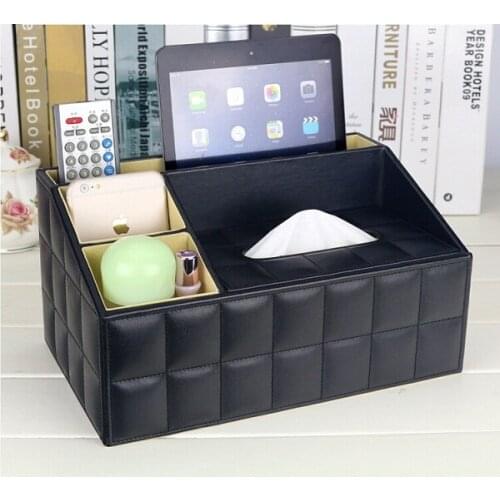 Colorful rectangular leather tissue box car cover holder dispenser towel box napkin box black 2116D