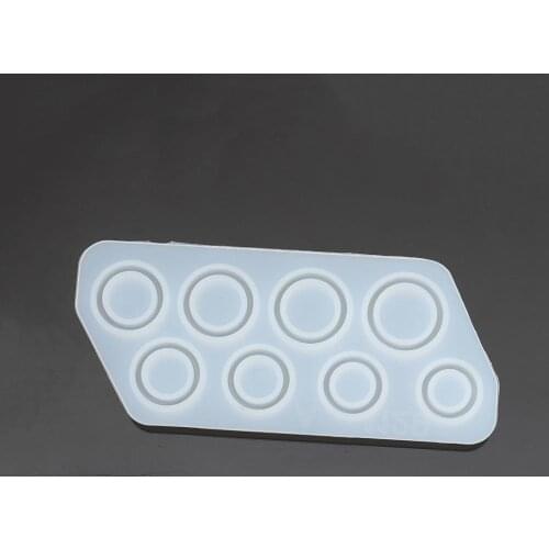 Doreen Box Silicone Resin Mold For Jewelry Making Finger Ring Round White Geometric DIY Fashion Jewelry 14.5cm x 6.4cm, 1 Piece