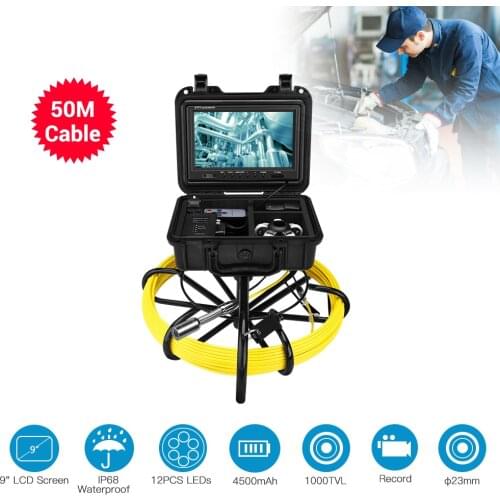 Eyoyo Pipeline Endoscope Inspection Camera 50M Underwater Industrial Pipe Sewer Drain Wall Video Plumbing 9 Inch LCD Screen