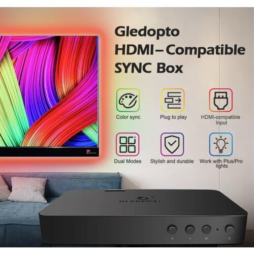 Gledopto RGB TV Strip Light HDMI-compatible SYNC Box Kit Background Color Change Lighting Sync Lights Support Work With 4K/HDR