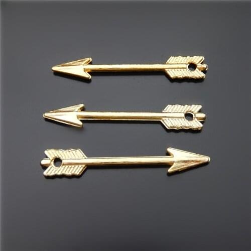 GraceAngie 50pcs Creative Gold Retro Bent Bow Arrow Shape Jewelry Pendants Charms Finding Jewelry Making Key Chain Accessary