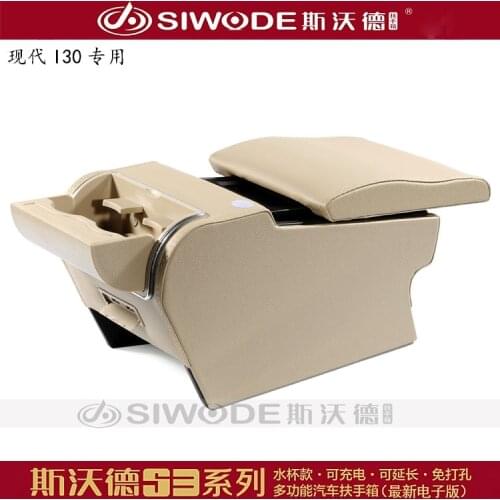 Customised Wooden Inside PU Leather Car Armrest Box for Hyundai I30 Elantra Free Punch Telescopic Cover Cup Holder USB S3 Hidden