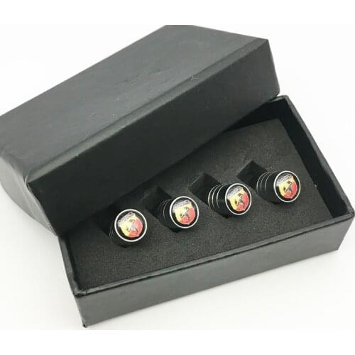 ANTINIYA 4 Caps Car Badge Wheel Tire Valves Tyre Air Caps case for Abarth 500 1100 Scorpione Berlinetta 205A Fiat 500